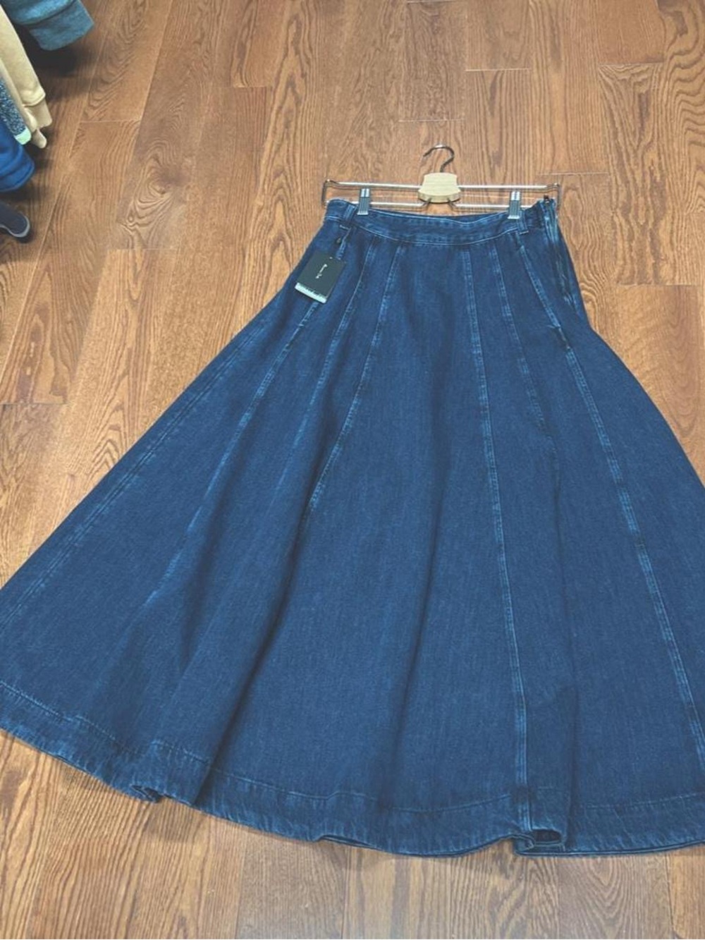 NWT Massimo Dutti Navy Denim A-Line Maxi Skirt